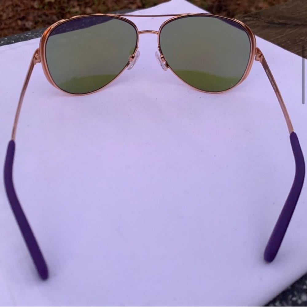 ☀️NEW Michael Kors Violet Mirrored AVIATOR sunglasses for Women rose gold - Picture 5 of 7